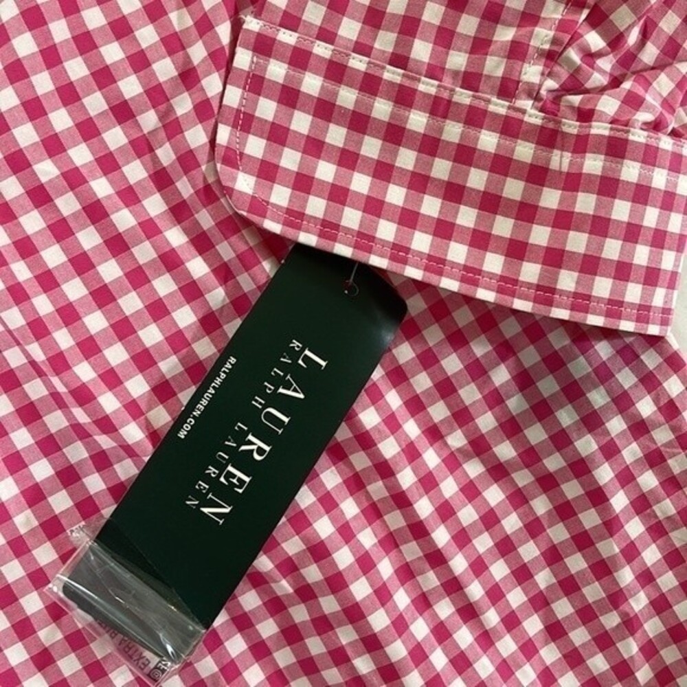 Lauren Ralph Lauren Gingham Print 3/4 Sleeve Button Shirt NEW - Picture 5 of 6
